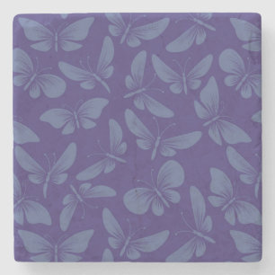 night moth butterflies background stone coaster