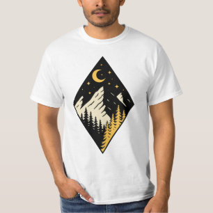 Night Mountain Pine Trees Art T-Shirt