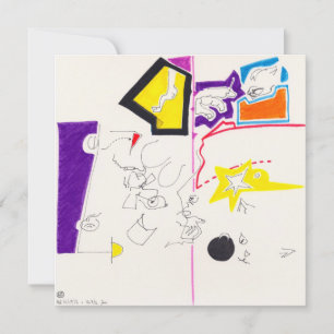 Night & Nap Drawings 2 Cat Smile Square Invitation