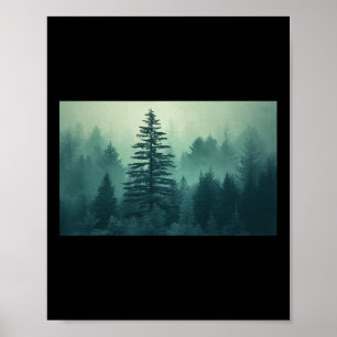 Night Nature Trees Outdoor Forest Green Mountains  Poster