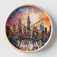 Night New York city, Watercolor, Colourful Modern