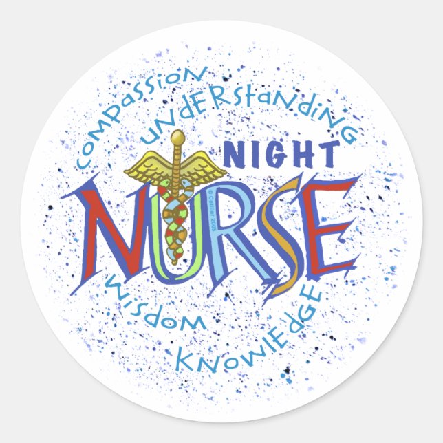 Night Nurse Motto Classic Round Sticker (Front)
