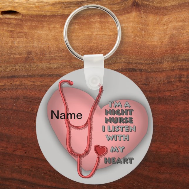 Night Nurse Red Heart  keychain (Front)