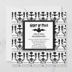 Night of Fear BAT Halloween Party Invitation