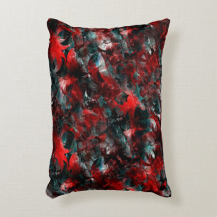 Night of flashy spoiled red leaves fallen on ashes decorative cushion