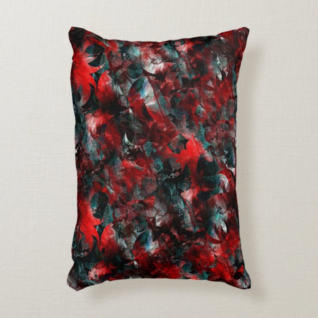 Night of flashy spoiled red leaves fallen on ashes decorative cushion (Front(Vertical))