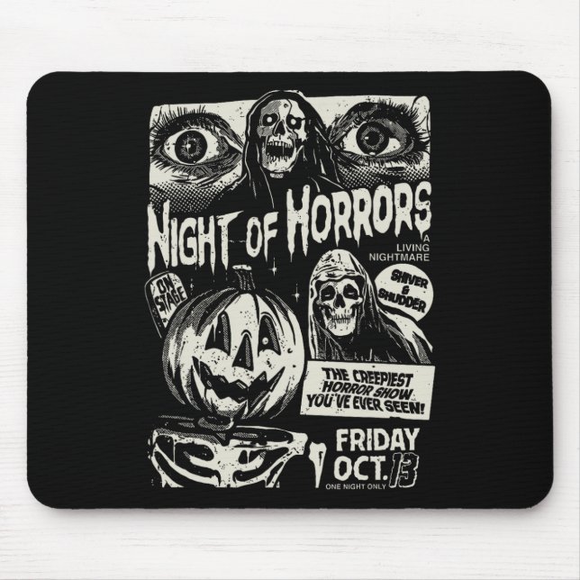 Night Of Horrors Spooky Skeleton Jack O Lantern Ha Mouse Mat (Front)