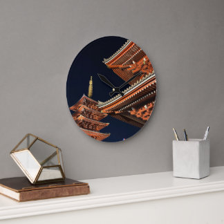 Night of Kaminarimon in Tokyo Japan Large Clock