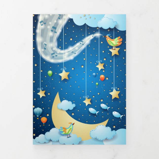 Night of music and big moon Tri-Fold card (Cover)