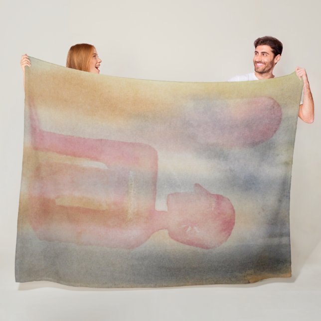 Night Of Red Moon Watercolor Print Fleece Blanket (In Situ)