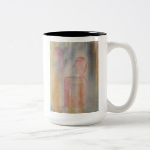 Night Of Red Moon Watercolor Print Two-Tone Coffee Mug