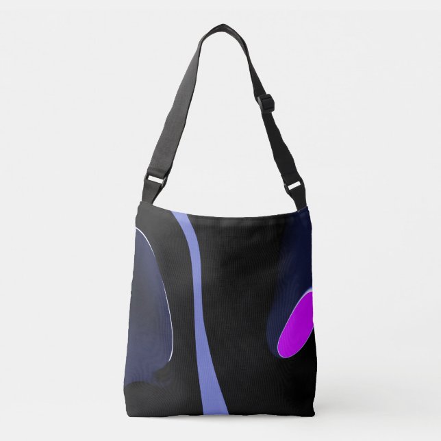 Night of the Comet: Abstract Blue, Purple & Black Crossbody Bag (Front)