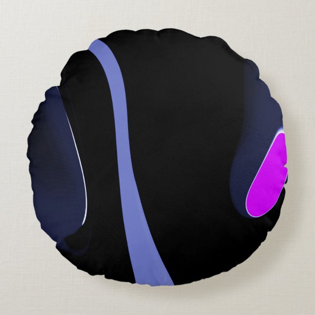 Night of the Comet: Abstract Blue, Purple & Black Round Cushion (Front)