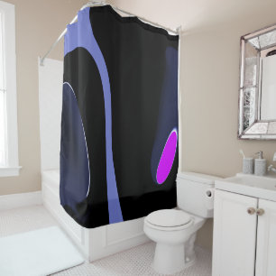 Night of the Comet: Abstract Blue, Purple & Black Shower Curtain