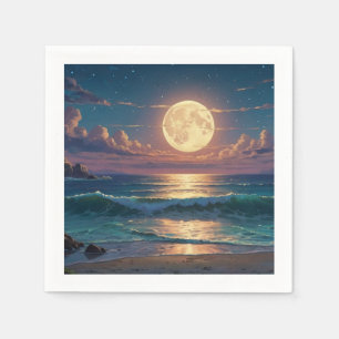 Night of the Full Moon and Twinkling Stars    Napkin