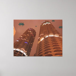 Night of the Marina City Invaders Canvas Print