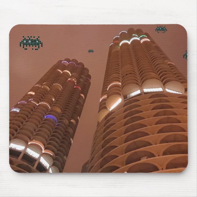 Night of the Marina City Invaders Mouse Mat (Front)