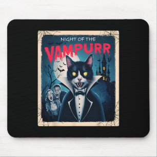 Night Of The Vampurr Funny Black Cat Dark Humour H Mouse Mat