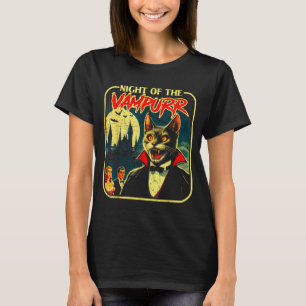 Night Of The Vampurr Funny Cat Halloween  T-Shirt