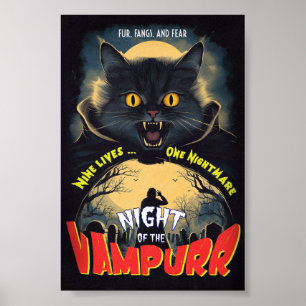 Night of the Vampurrr - vintage horror poster