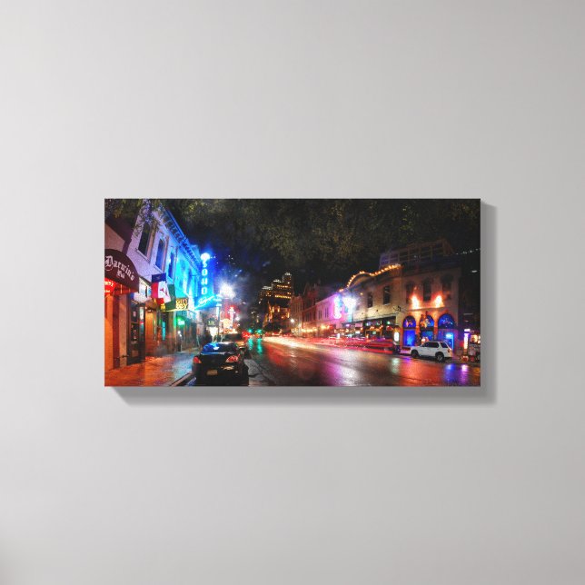 Night on 6th Street - Austin Texas Canvas Print (Front)