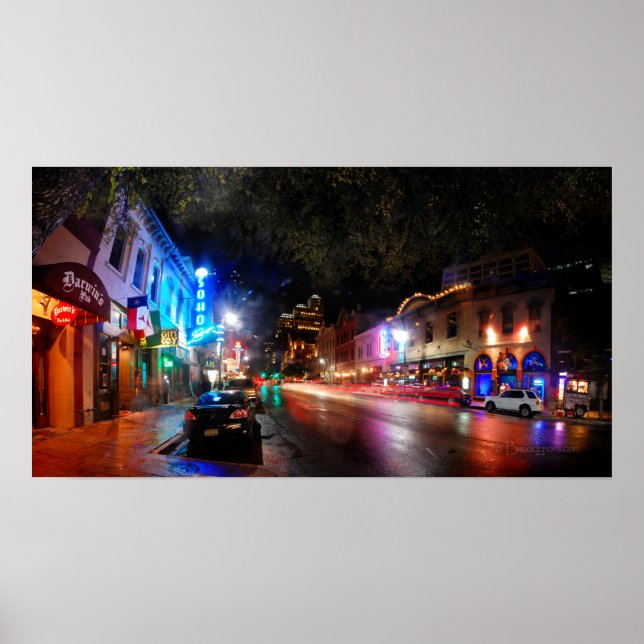 Night on 6th Street - Austin Texas Poster (Front)