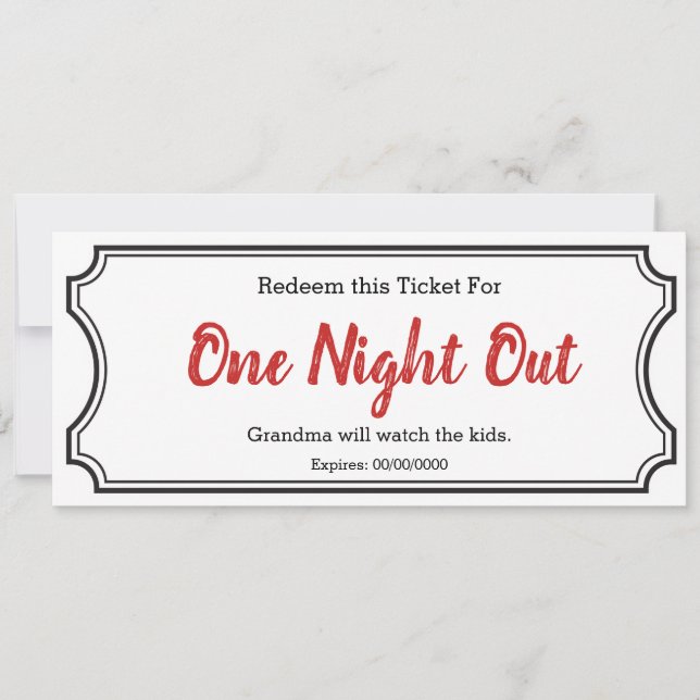 Night Out Gift Ticket (Front)