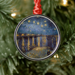 Night Over Rhone River Starry Vincent Van Gogh Metal Tree Decoration