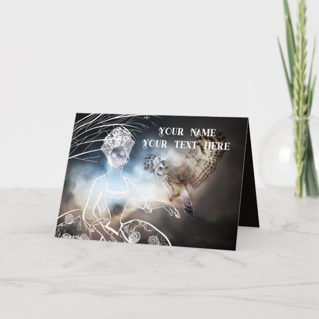 Night Owl and Lady Thank You Card (Front)