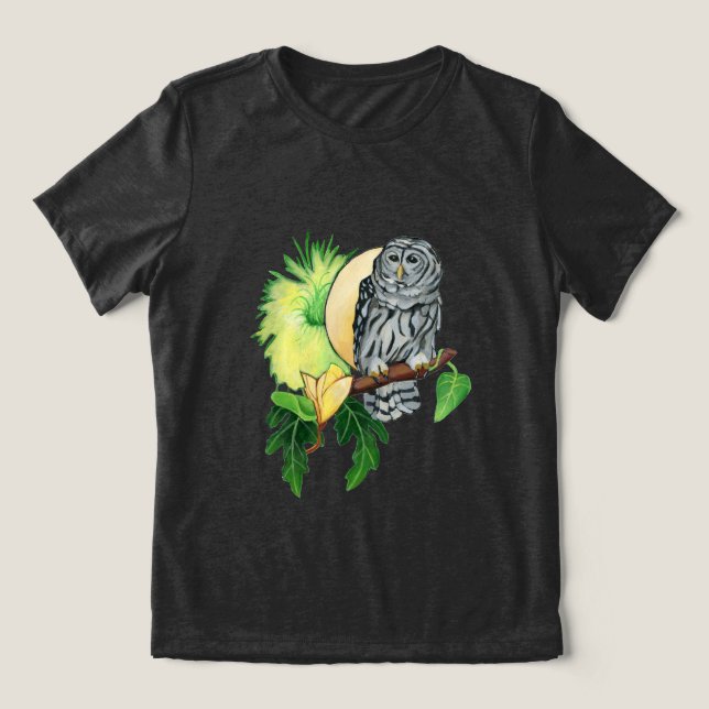 Night owl and moon  Tri-Blend shirt (Design Front)