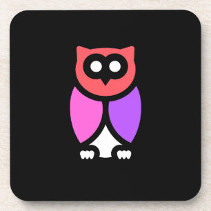 Night Owl, Beautiful Pink & Red, Abstract Pop Art Coaster