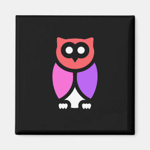 Night Owl, Beautiful Pink & Red, Abstract Pop Art Magnet