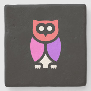 Night Owl, Beautiful Pink & Red, Abstract Pop Art Stone Coaster