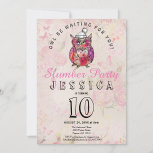 Night Owl Birthday Slumber Party Invitation