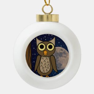 Night owl ceramic ball christmas ornament