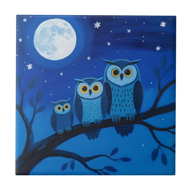 Night Owl Family Moonlit Sky Tile (Front)