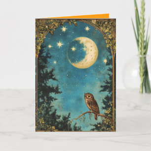NIGHT OWL FULL MOON AND STARRY NIGHT CARD