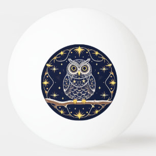 🦉 Night Owl Intricate Moon Illustration Elegant Ping Pong Ball