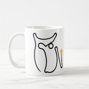 Night Owl One Line Art with Yellow Star Coffee Mug