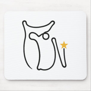 Night Owl One Line Art with Yellow Star Mouse Mat