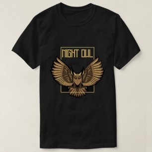 Night Owl Printed Modern black Men's tshirts