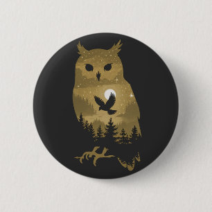 Night Owl Silhouette 6 Cm Round Badge