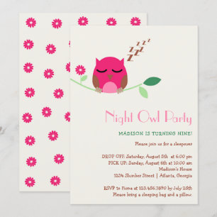 Night Owl Slumber Birthday Party Invitation