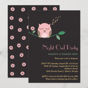 Night Owl Slumber Birthday  Party Invitation