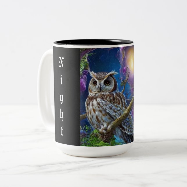 Night owl Two-Tone coffee mug (Front Left)