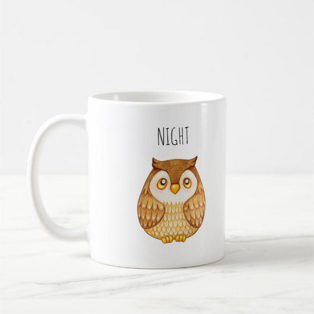 Night Owl Watercolor Coffee Mug (Left)