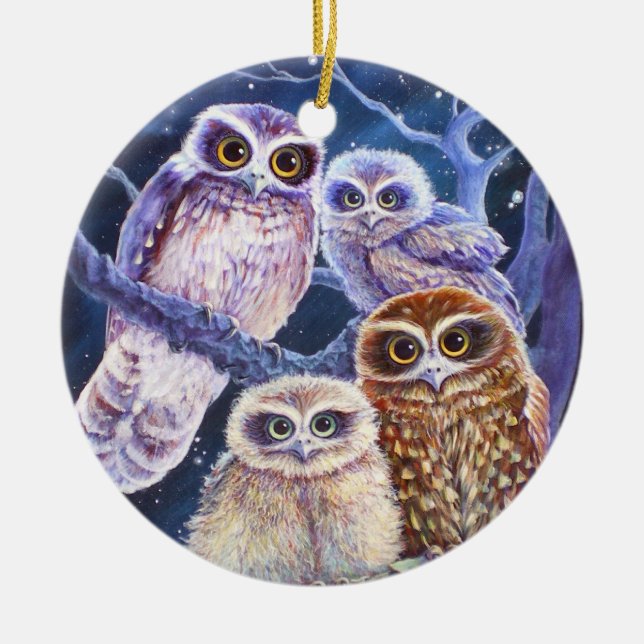 Night Owls Ceramic Tree Decoration (Front)