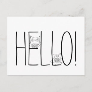 Night Owls Hello Postcard