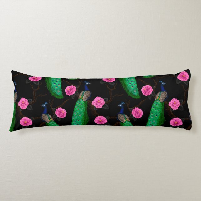 Night peacock garden body cushion (Front)