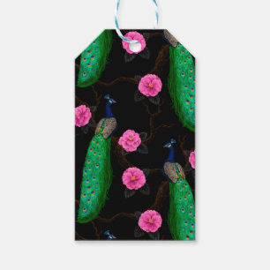 Night peacock garden gift tags